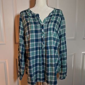 Somoma soft & flowy plaid blouse XL